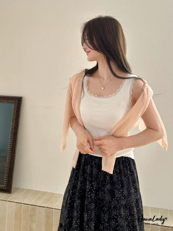 LLA05 蕾絲涼感坑條針織背心 