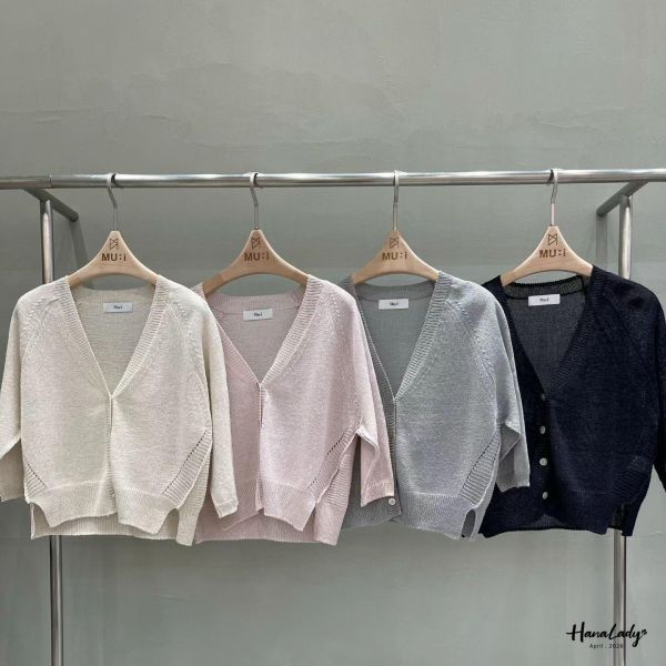 LFA54 貝殼釦點綴上衣罩衫 