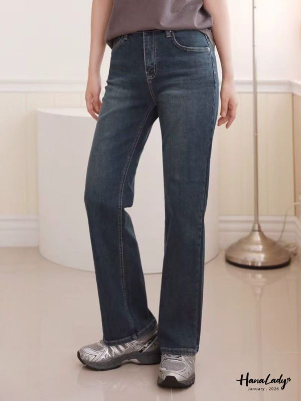 LEB11 簡約韓系直筒丹寧褲 