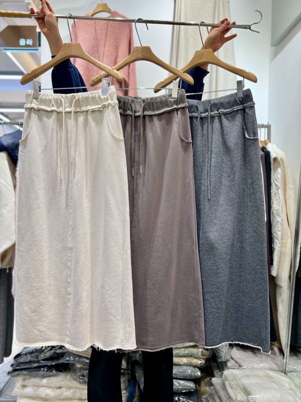 WQB04 休閒抽繩後開衩長裙 