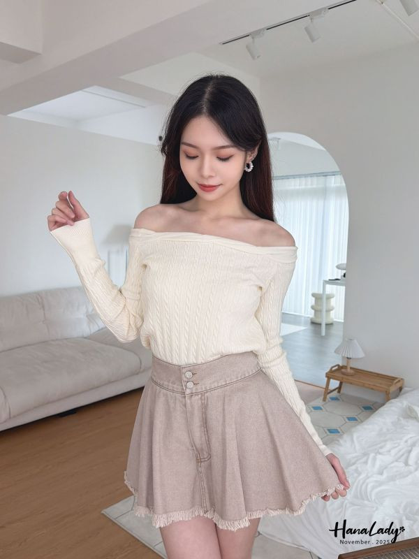 WJA02 氣質麻花領針織上衣 