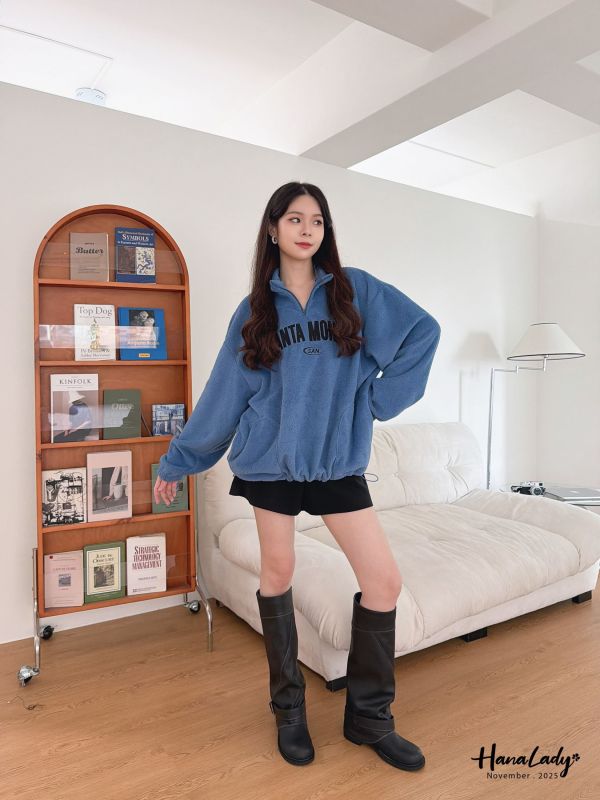 WJB18 超舒服刺繡OVERSIZE刷毛T 