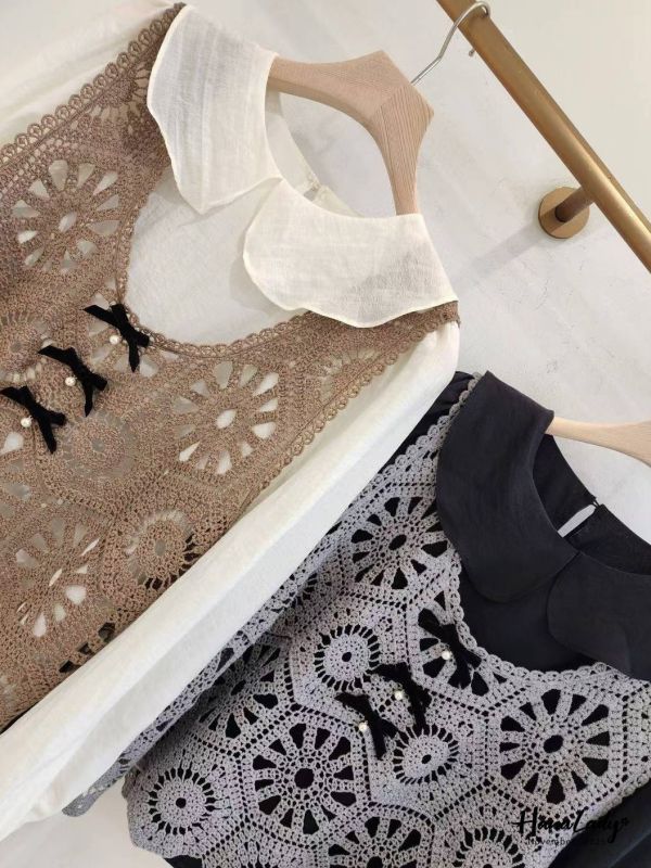 WJA20 日系兩件式勾針花紋上衣 