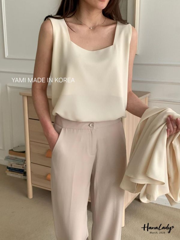 LFA03 簡單純色方領雪紡背心 