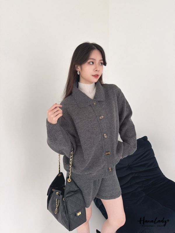 WJA48 簡約休閒琥珀排扣套裝 