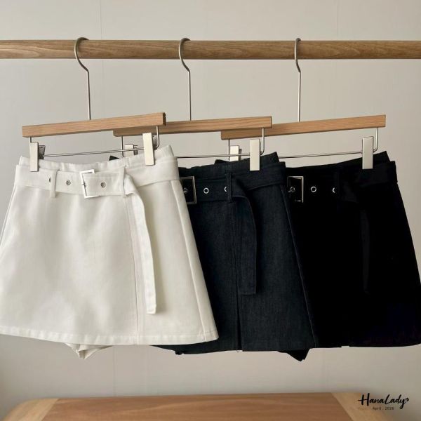 LFA46 簡約附腰帶百搭褲裙 