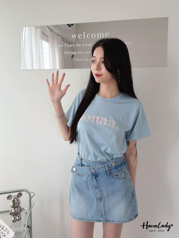 LFA27 毛呢燙銀涼感親膚棉T 