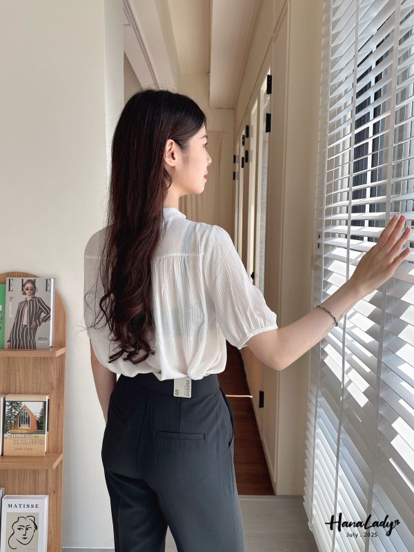 WCA24 線條蕾絲綁結娃娃上衣 