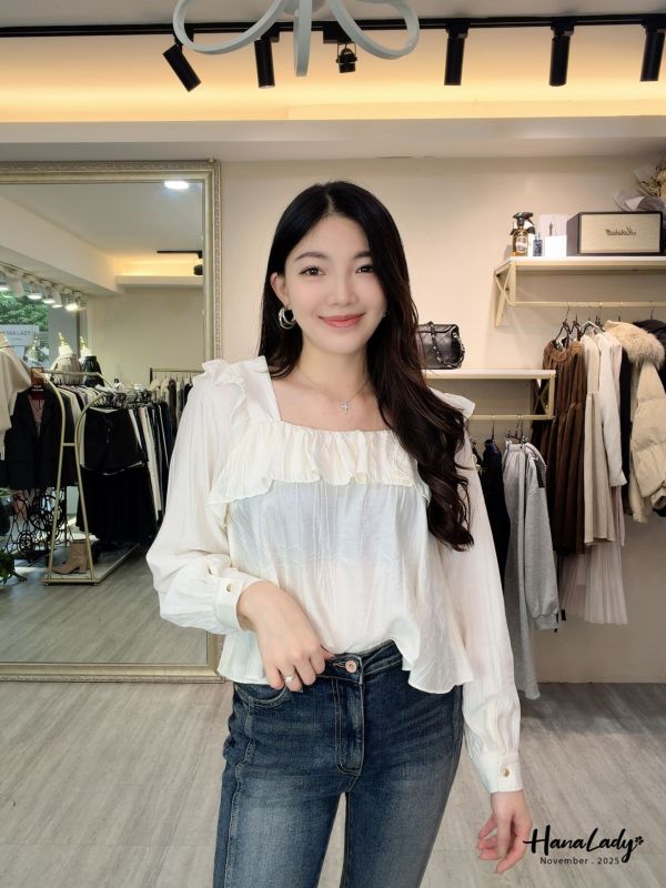 WJA57 微美荷葉方領上衣 