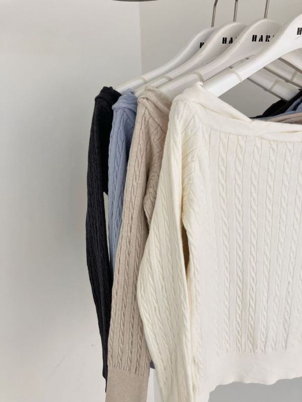 WJA02 氣質麻花領針織上衣 