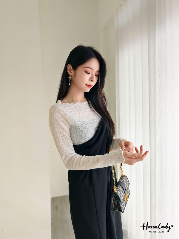 LSA57 微透拷克邊內搭上衣 