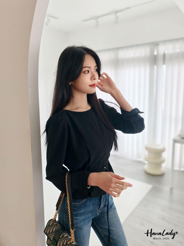 LSA36 知性百摺釦帶上衣 