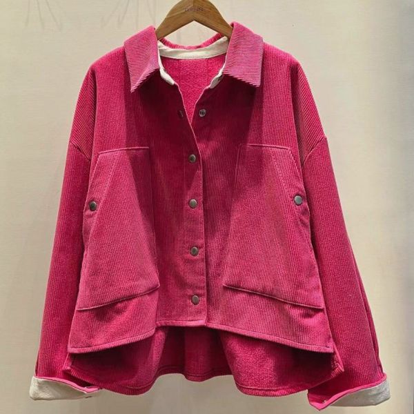 WQA78 燈心絨拼接麂皮排釦外 