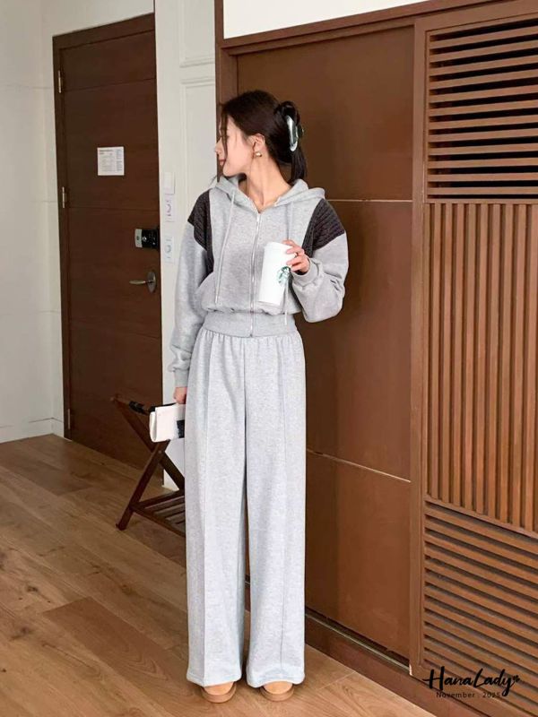 WJA94 編織設計內磨毛連帽套裝 