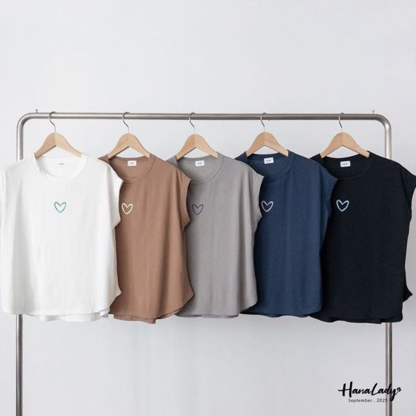 WKA62 雙線愛心小短袖T恤 