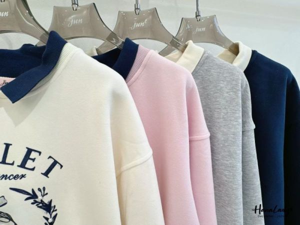 WQA20 麂皮圖紋針織領大學T 