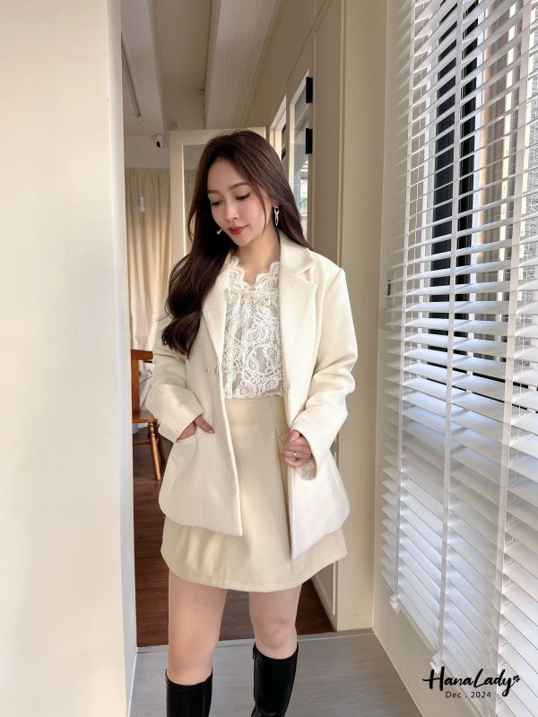 FQA82 綁結滿版蕾絲拼接雪紡衫 