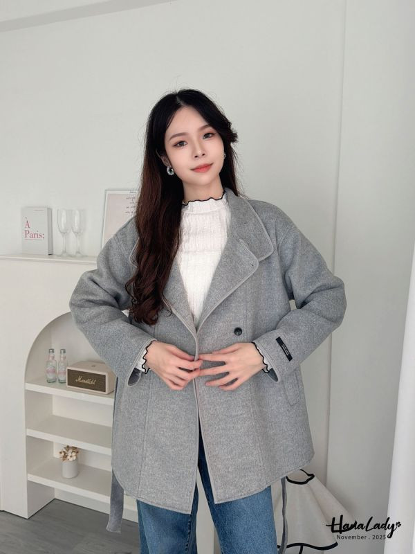 WJA97 設計領排扣羊毛外 