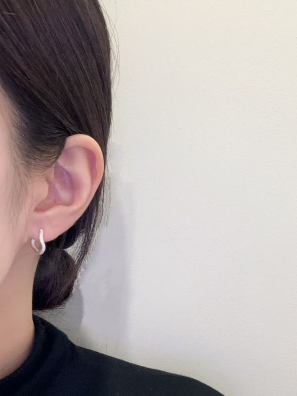 WQB42 純銀不規則閃鑽耳扣飾耳環 