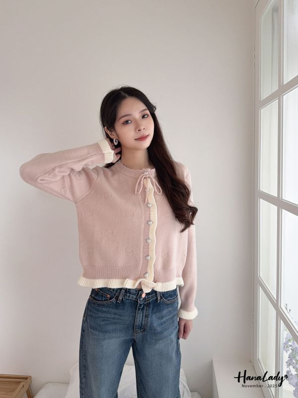 WJA17 減齡必買簍空愛心針織外 