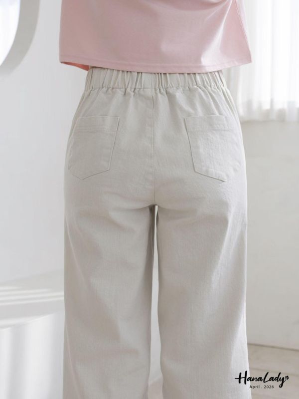 LFA34 經典直筒小開衩休閒褲 