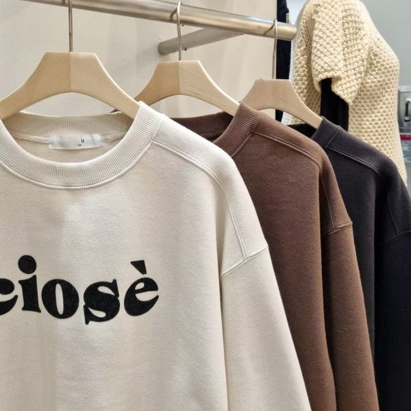 WQA75 麂皮字母內刷毛T恤 