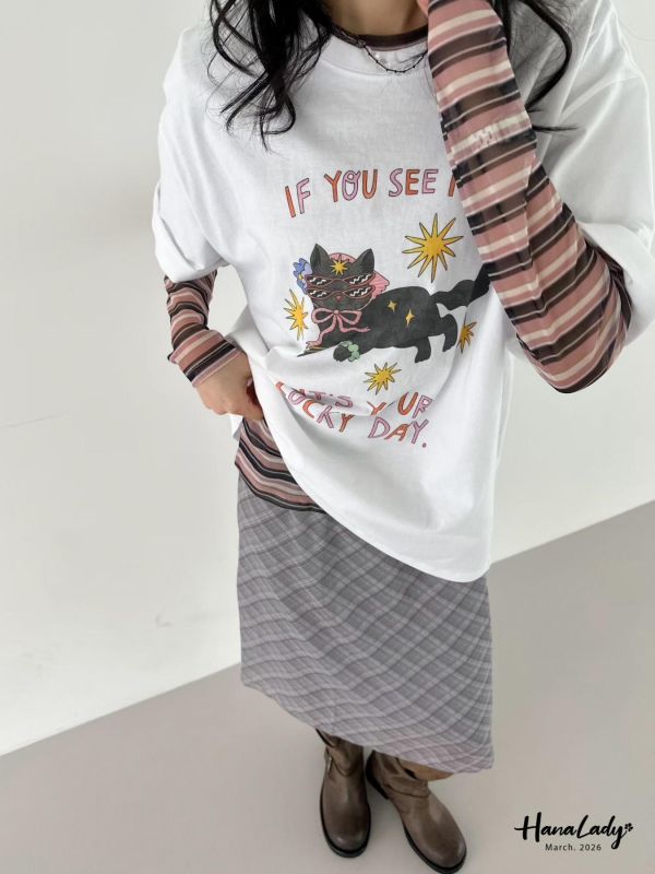 LSA02 時尚小黑貓棉質T 