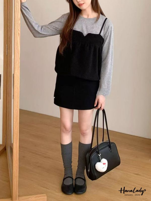 LEA82 兩件式熊寶寶棉絨上衣 