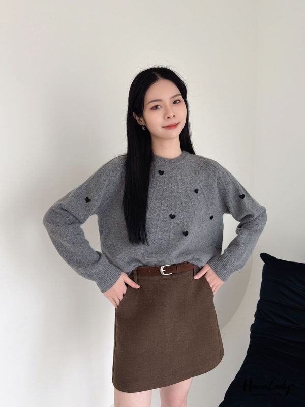 LEA68 絨布愛心親膚毛料針織上衣 