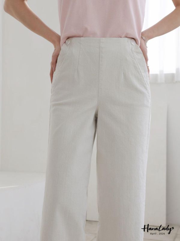 LFA34 經典直筒小開衩休閒褲 