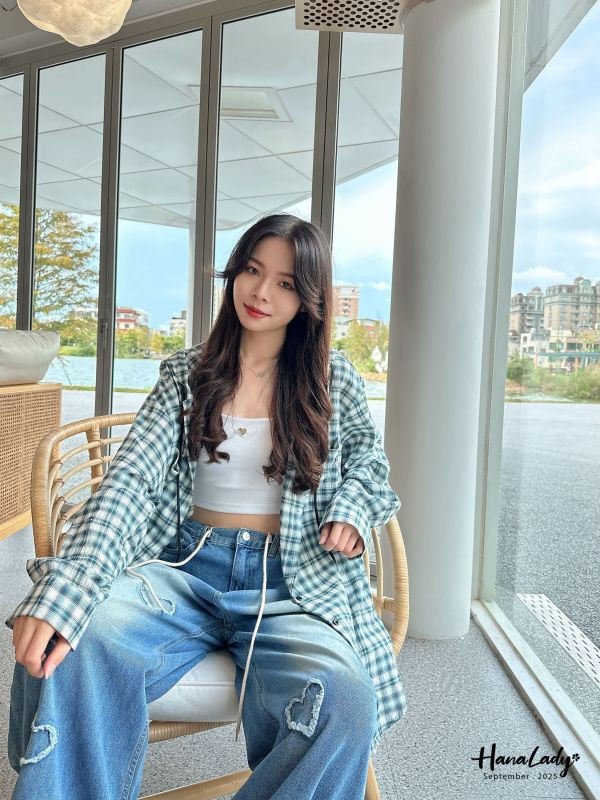 WKA83 抽繩愛心毛鬚抽繩丹寧褲 