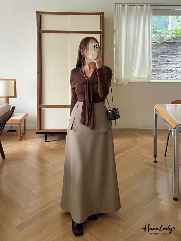 WTB36 三釦V領斗篷綁結上衣 