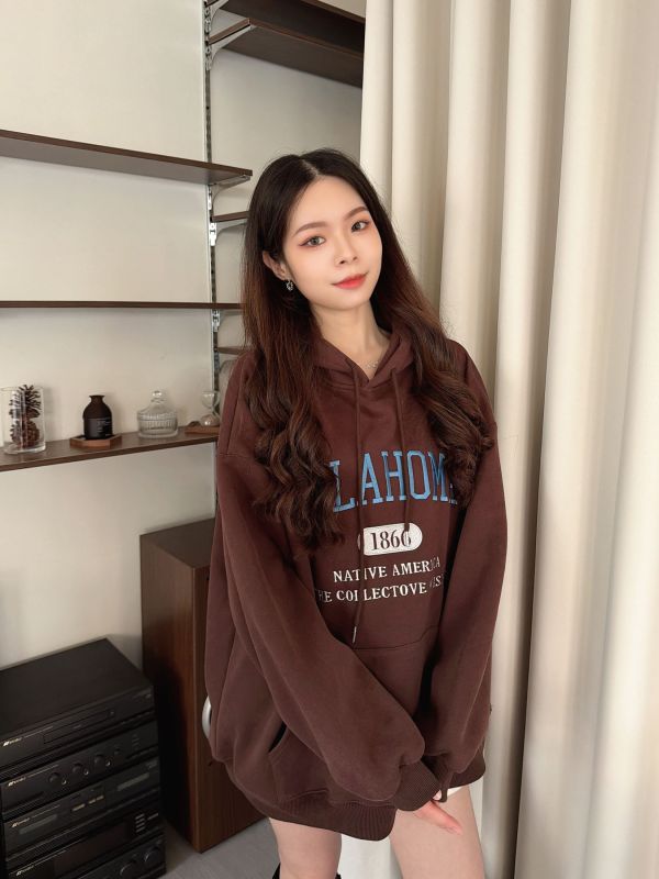 WQA17 刺繡1866字母內刷絨帽T 