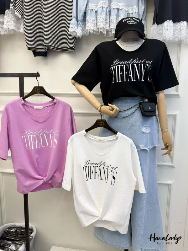 LFA13 珍珠鍊設計字母棉T 