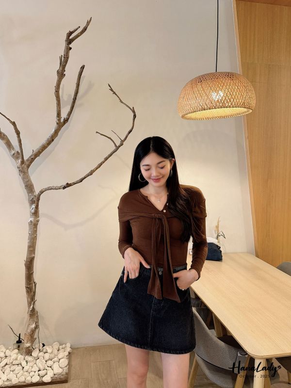 WTB36 三釦V領斗篷綁結上衣 