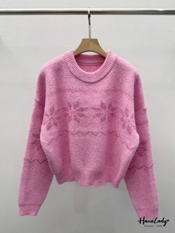 LEA93 冬季混線雪花針織上衣 