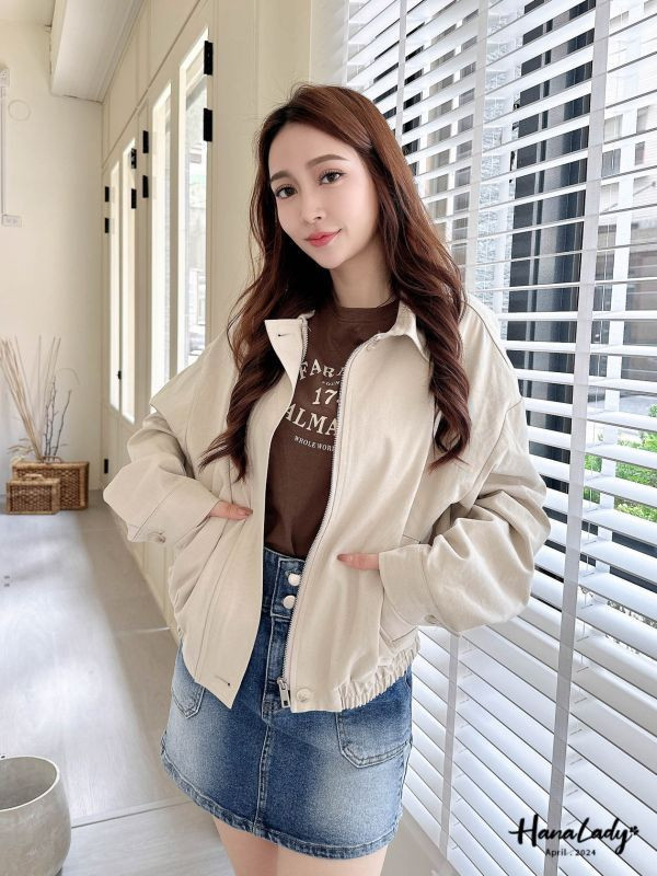 FFA14百搭收腰拉鍊薄外套 