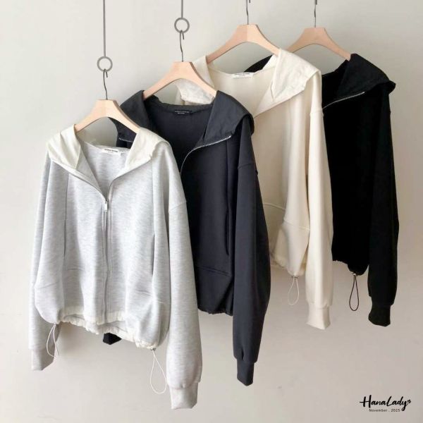 WJB02 異材質拼接休閒連帽外 