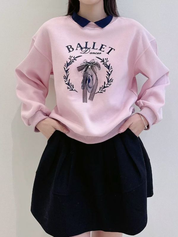 WQA20 麂皮圖紋針織領大學T 