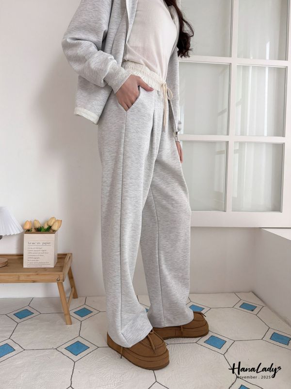 WJB03 拼接鬆緊腰休閒棉褲 