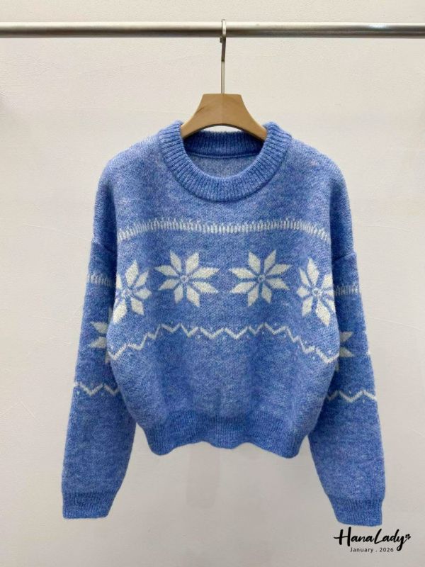 LEA93 冬季混線雪花針織上衣 