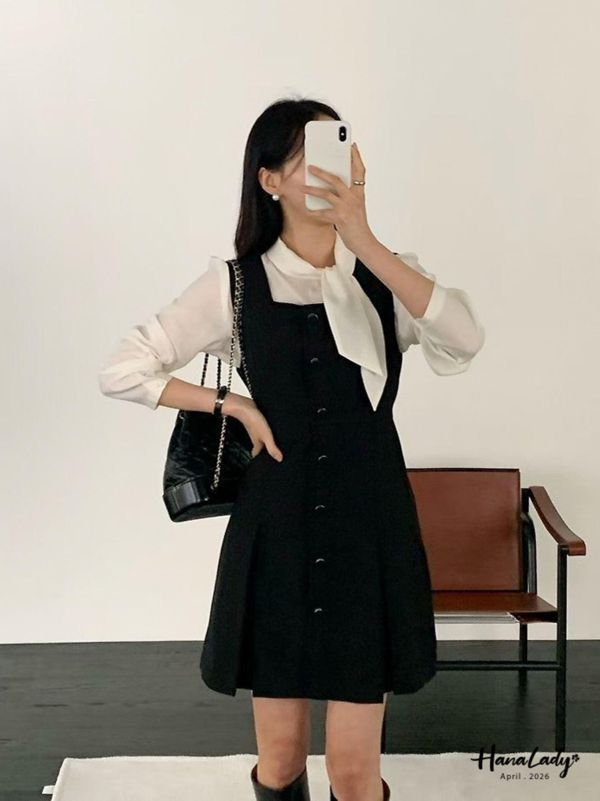 LFB11 簡約方領壓摺短洋 