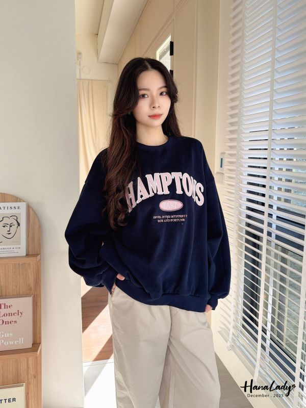 WQA64 馬卡龍色刺繡刷毛大學T 