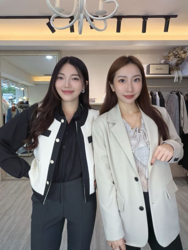 WTA17 小香風毛呢滾邊背心 