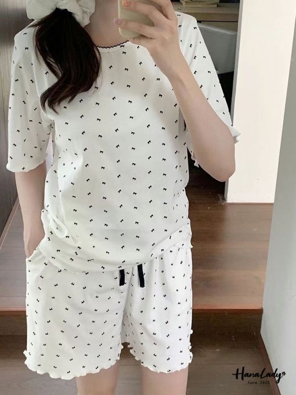 WLA49 超可愛蝴蝶結QQ邊睡衣 