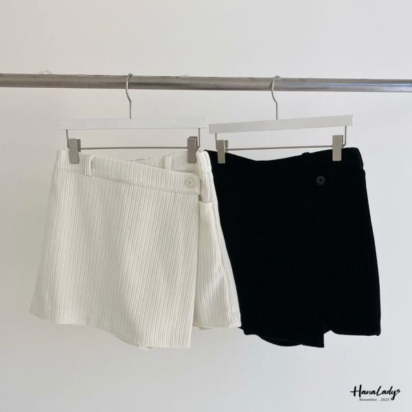 WJA06 燈心絨不規則片裙褲 