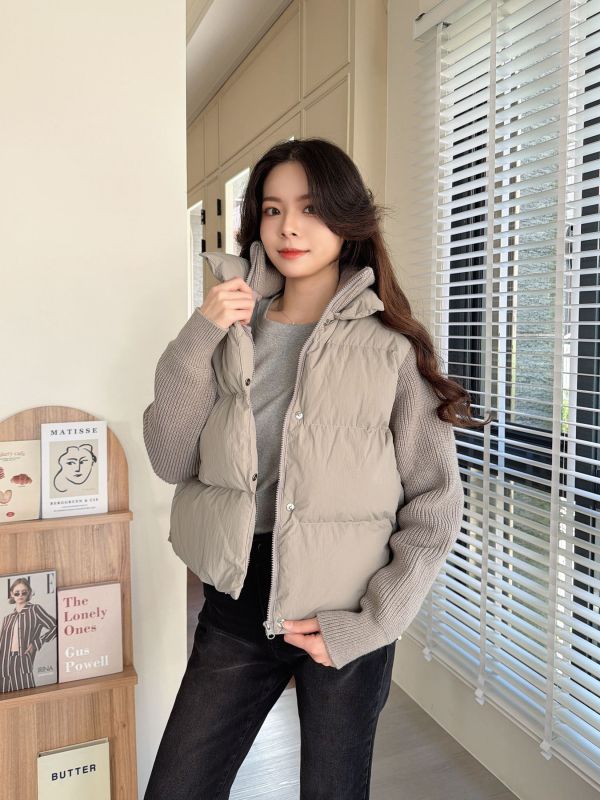 WQA95 雙層領針織拼接鋪棉外 