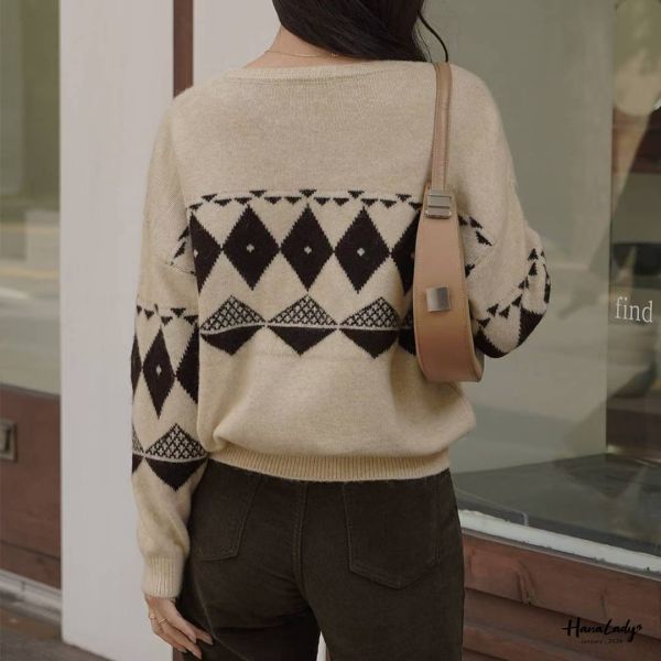 LEA69 軟綿綿菱格紋針織上衣 