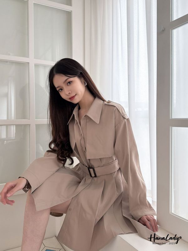 WJA60 精緻女孩的收腰百摺短洋 