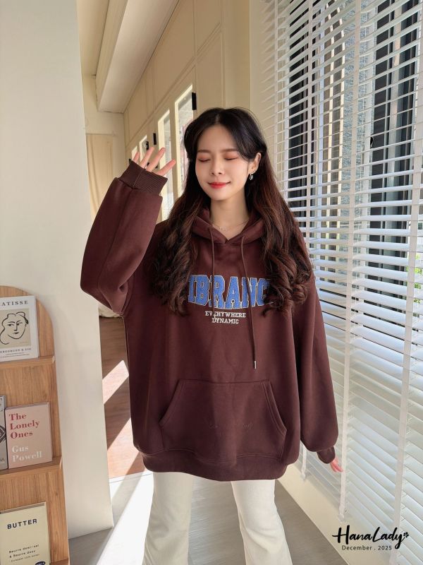 WQA18 立體毛呢字母內刷絨帽T 